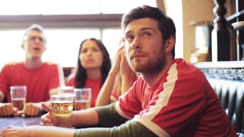 Soccer Fans Watching Football Match At Bar Or Pub 36