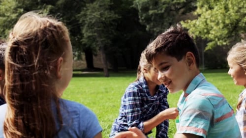 Children Gather Merrily in a Sunny Park
