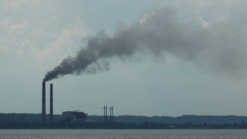 Smokestacks Billowing Smoke at Waterside Industrial Complex