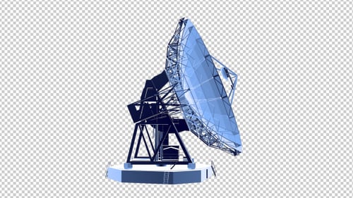 Animated 3D Satellite Dish Rotating on Transparent Background