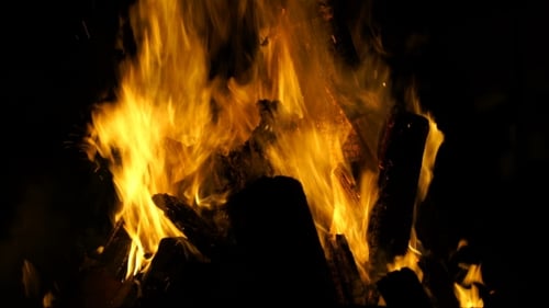 Footage Burning Fire in the Night