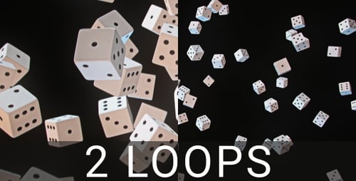 Falling White Dice Seamless Loop Animation