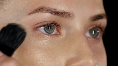 Applying Foundation On The Face. Black.