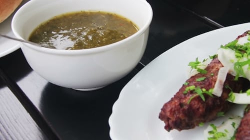 Kebab On a Plate In a Restaurant Of Georgian Cuisine. Georgian Food