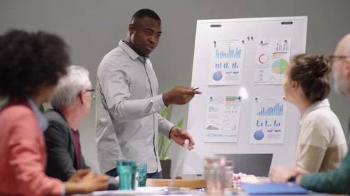 Business Presentation With Charts at Corporate Meeting