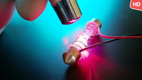 Bright Pink Neon Light Bulb Close Up