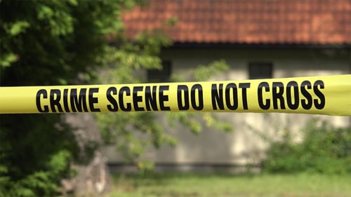 Crime Scene Tape Blocking Area