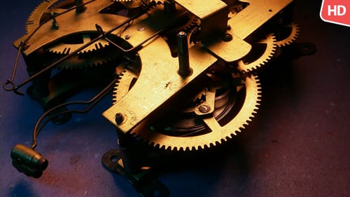 Clock Gears Turning in Intricate Mechanism