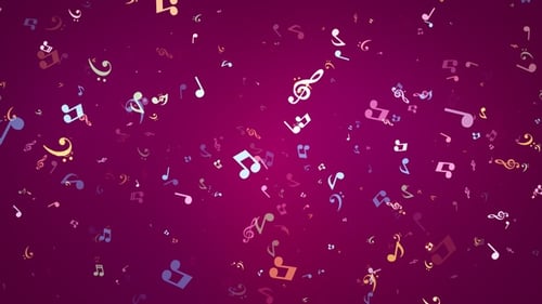Colorful Musical Notes Floating Background Loop