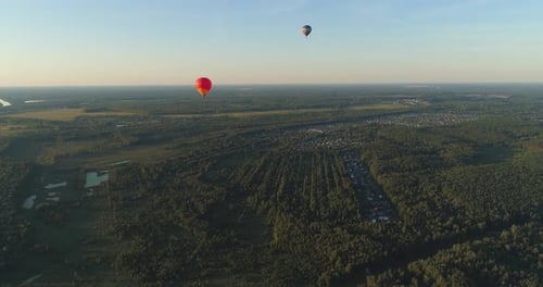 Breathtaking Aerial View With Hot Air Balloons