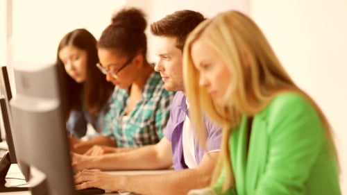Students Making Computer Test At Informatics