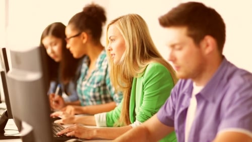 Students Making Computer Test At Informatics