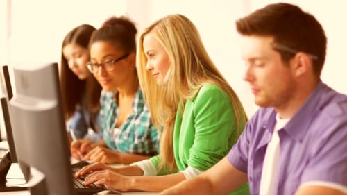Students Making Computer Test At Informatics
