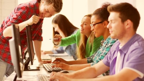 Students Making Computer Test At Informatics