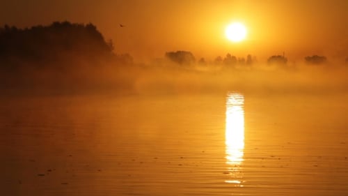 Sunrise On The Lake, Sunrise Over River, Morning Landscape