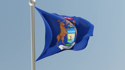 Waving Michigan State Flag Animation Loop