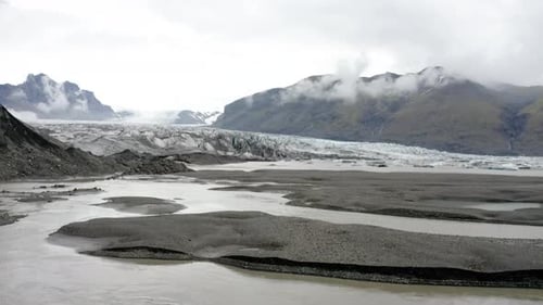 Glacier Of Skaftafell National Park In Iceland - aerial drone shot