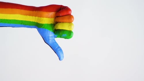 Hand Painted in Rainbow Colors Points Down