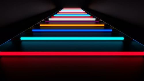 Dynamic Colorful Neon Light Steps Loop Background