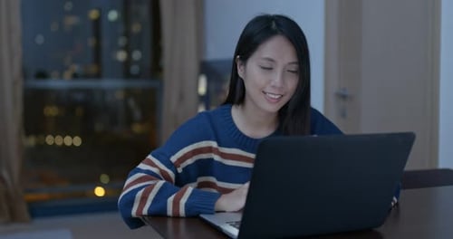 Woman study on computer at home
