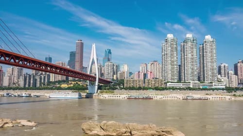 Time lapse of Modern metropolis skyline , Chongqing, China