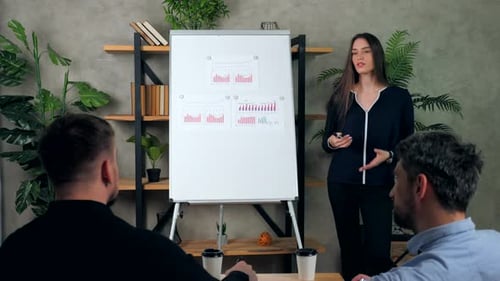 Professionals Discussing Data Charts in Modern Office