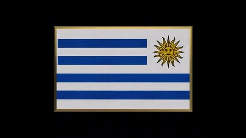 Golden Frame Uruguay Flag 3D Animation