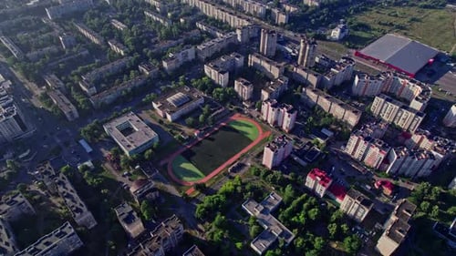 Outdoor Small Football Field and Runway Top View