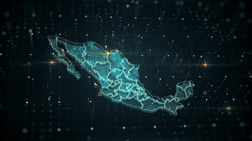 Futuristic Digital Map of Mexico Data Visualization