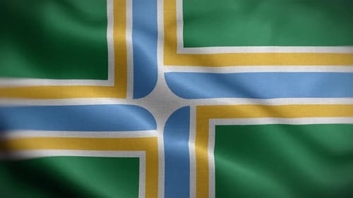 Realistic Waving Portland City Flag Animation