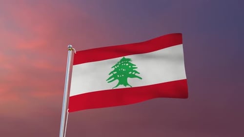 Lebanese Flag Waving Loop in Realistic Modern Style