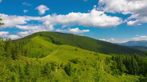 Mountain Landscape with a Fast Clouds and Shadows