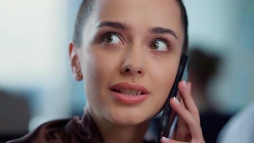 Close Up of Woman Talking on Cell Phone