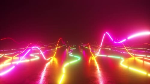 Abstract Neon Digital Audio Equalizer Waves Background