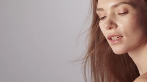 Close Up of Young Woman's Face and Hair