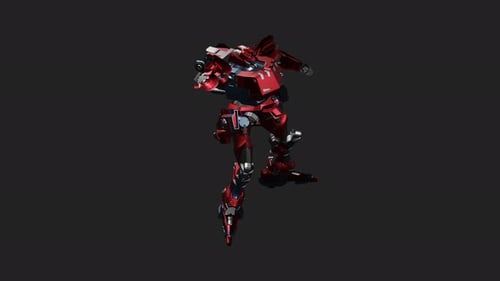 Un mecha rouge en action dans le style Grab And Slam