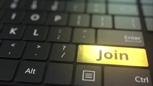 Black Computer Keyboard and Gold Join Key