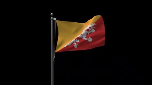 Bhutan National Flag Waving Animation