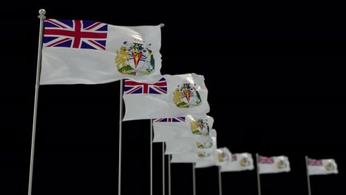 British Antarctic Territory Flags Waving with Alpha Channel