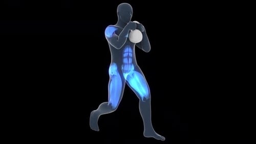 Animated Human Figure Doing Kettlebell Lunge Exercise