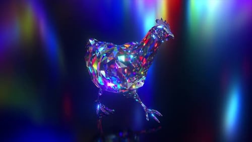 Futuristic Geometric Diamond Chicken Walking Animation Loop