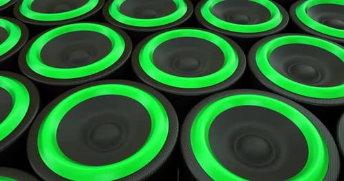 bass subwoofer hi-fi stereo speakers dance beat music Red blue loop background 4k green