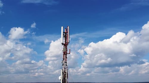 Aerial view of the two telecommunications towers.
