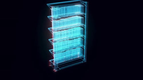 Market Shelf Books Hologram Close Up 4k