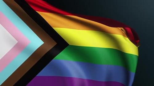 Realistic Waving Progress Pride Flag Animation
