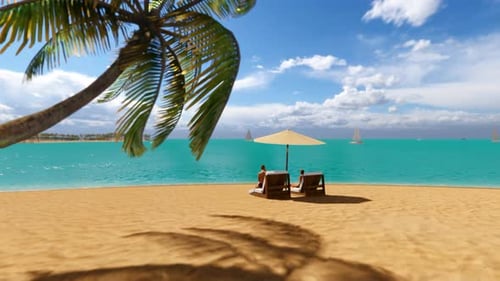View Of Nice Tropical Beach With Palm