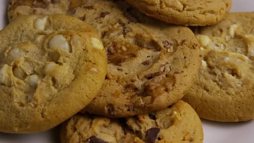 Delicious Chocolate Chip Cookies Close Up View