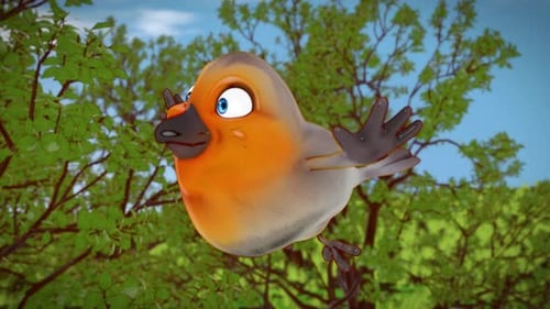 4K-Animation eines lustigen Cartoon-Vogels,