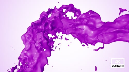 Dynamic Purple Fluid Paint Splash Alpha Channel Effect