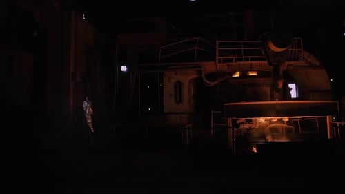 Foundry Worker wearing a Fire Proximity Suit near Blast Furnace.